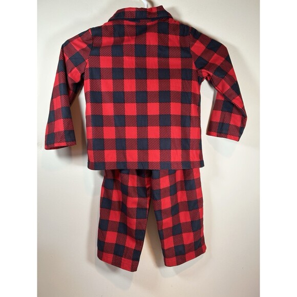 Carter's Santa's Helper Flame Resistant Buffalo Plaid Pajamas Size 3T New No Tag - Picture 2 of 5